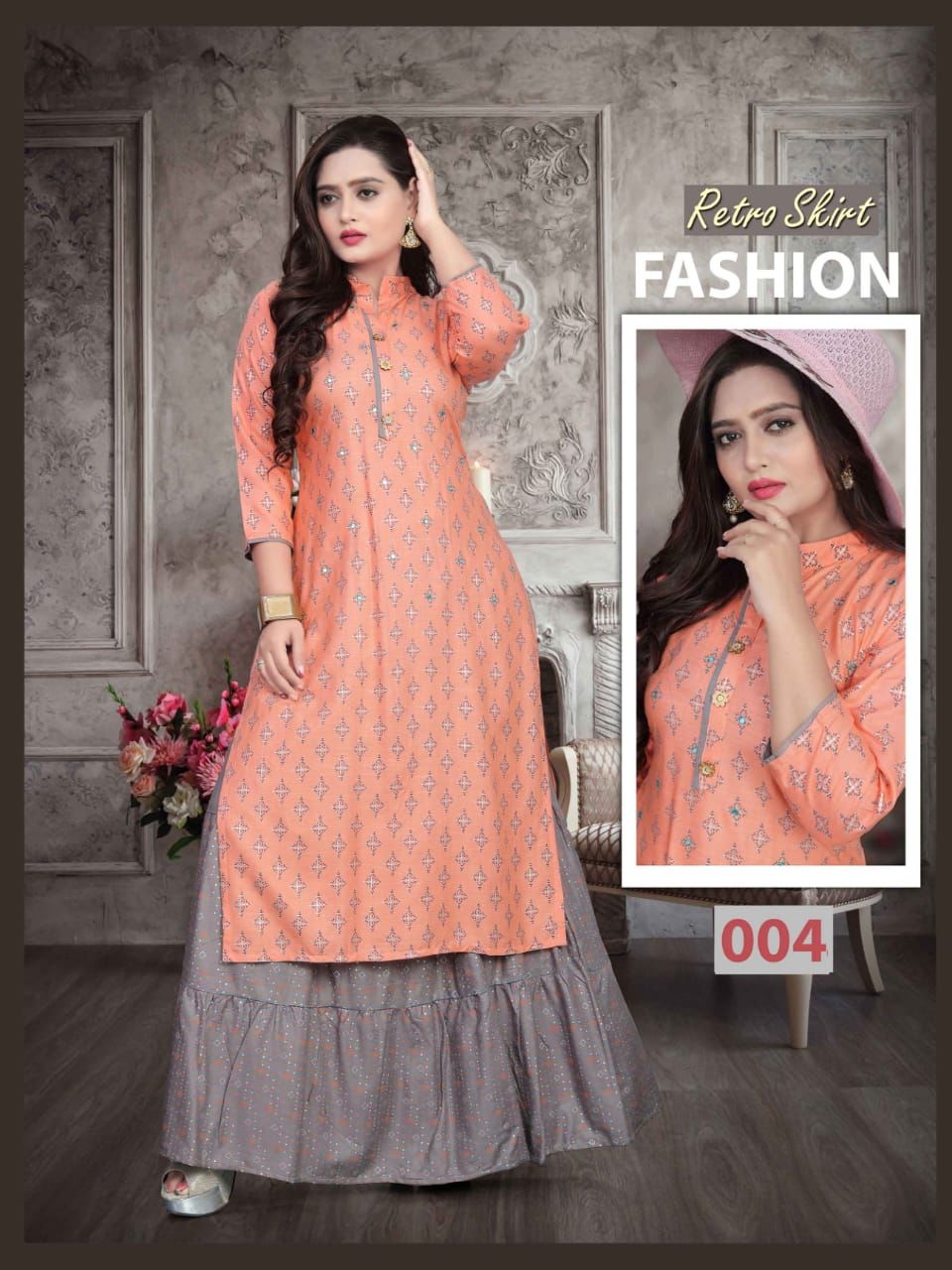 Aagya Retro Skirt 2 Rayon Printed Ethnic Wear Kurti With Skirt Collection